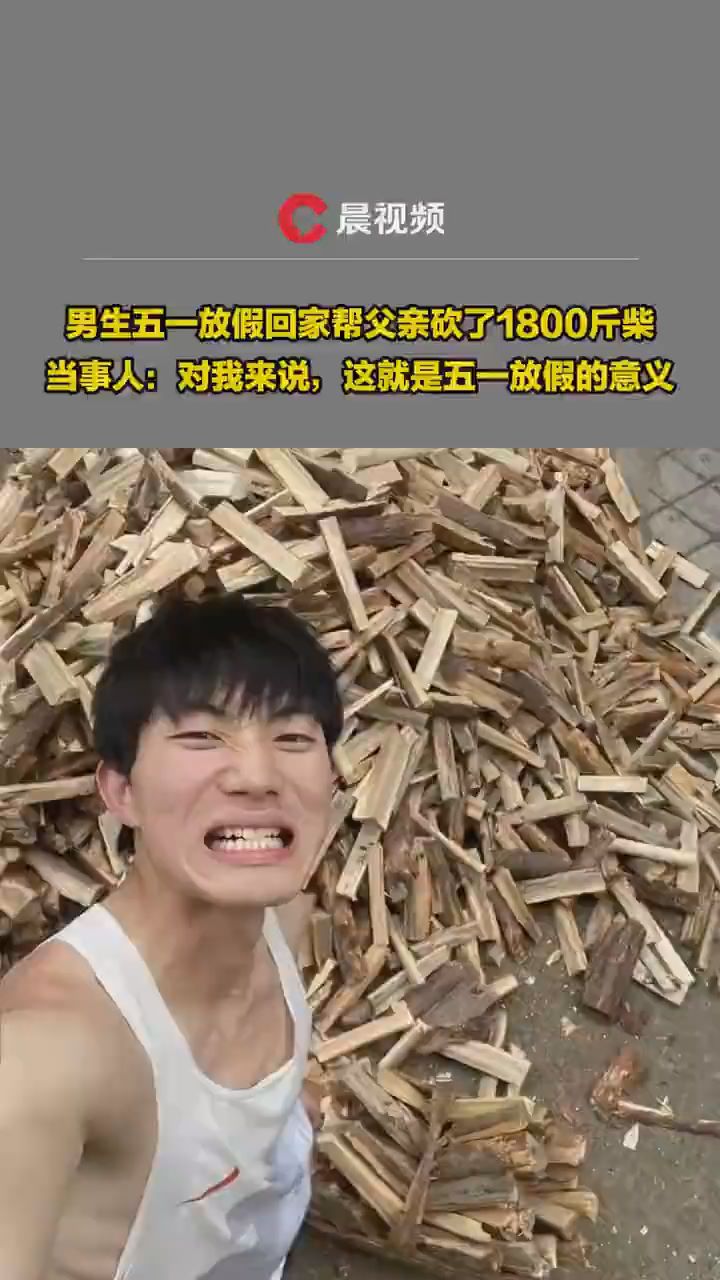 男生五一帮父亲砍了1800斤柴