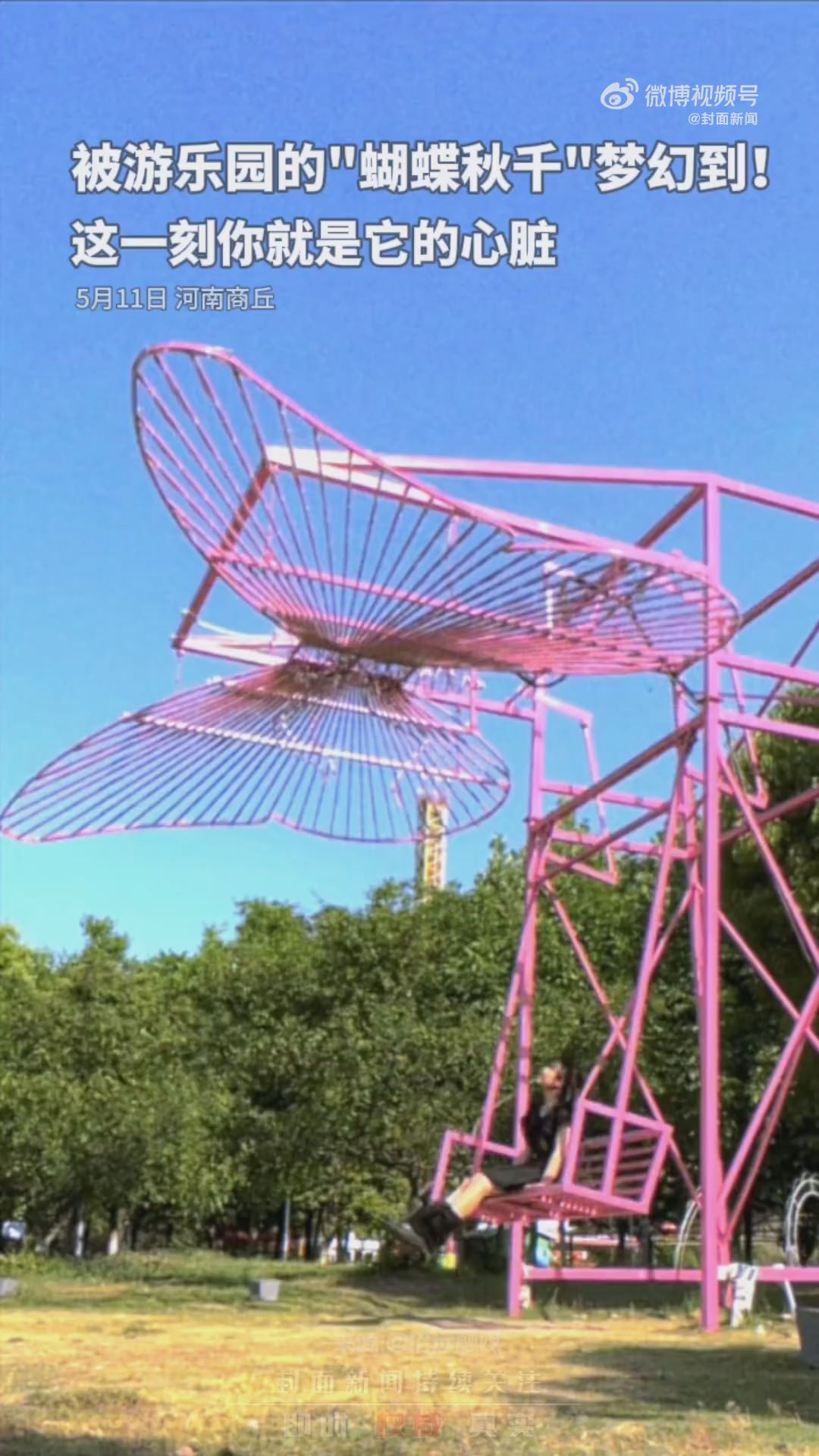 游乐园的蝴蝶秋千太梦幻了